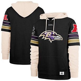 Men's '47 Black Baltimore Ravens Split Zone Cornerback Duo Hoodie