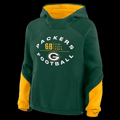 Women's Fanatics Green Green Bay Packers Oversized Redzone Bubble Screen Pullover Hoodie
