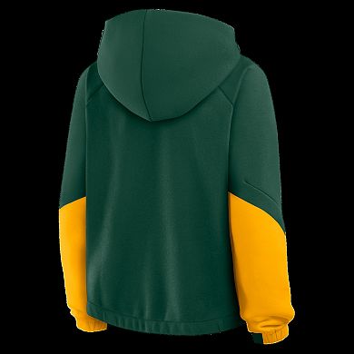 Women's Fanatics Green Green Bay Packers Oversized Redzone Bubble Screen Pullover Hoodie