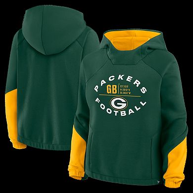 Women's Fanatics Green Green Bay Packers Oversized Redzone Bubble Screen Pullover Hoodie
