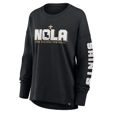 Women's Fanatics Black New Orleans Saints Hometown Legacy Long Sleeve T-Shirt