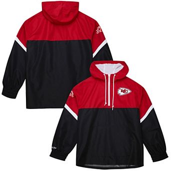 Men's Mitchell & Ness Red/Black Kansas City Chiefs Tie Breaker Vintage Logo Lightweight Anorak Half-Zip Windbreaker