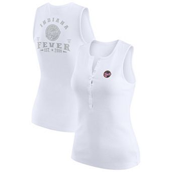 Women's WEAR by Erin Andrews White Indiana Fever Rib-Knit Henley Tank Top