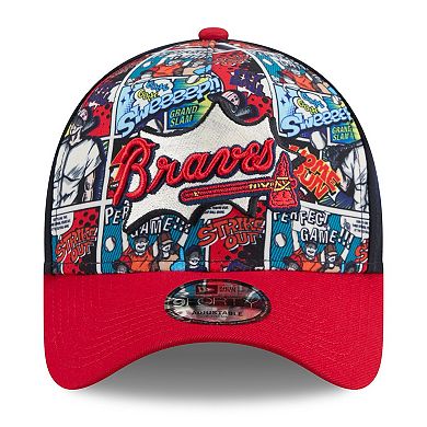 Youth New Era Navy/Red Atlanta Braves 2025 MLB Diamond Hero Edition A-Frame 9FORTY Adjustable Hat