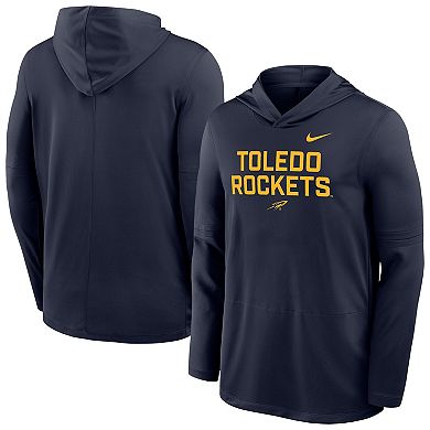 Men's Nike Navy Toledo Rockets Sideline Dri-FIT Lightweight Hooded Top