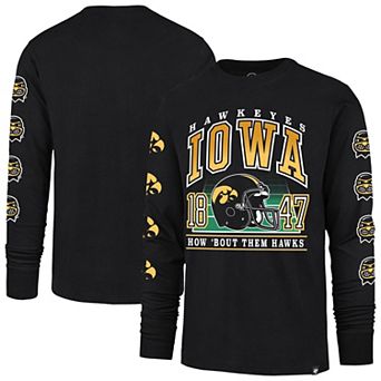 Men's '47 Black Iowa Hawkeyes Go Big Long Sleeve T-Shirt