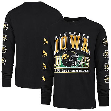 Men's '47 Black Iowa Hawkeyes Go Big Long Sleeve T-Shirt