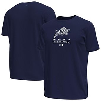 Men's Under Armour Navy Navy Midshipmen Stack Stretch Performance T-Shirt