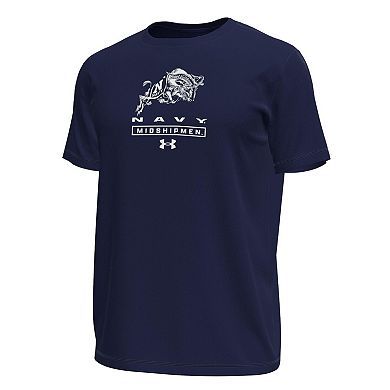 Men's Under Armour Navy Navy Midshipmen Stack Stretch Performance T-Shirt