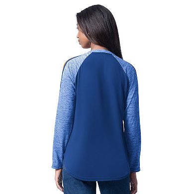 Women's G-III 4Her by Carl Banks Royal New York Mets Top Dog Raglan Long Sleeve V-Neck T-Shirt