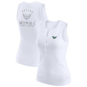 Women's WEAR by Erin Andrews White Dallas Wings Rib-Knit Henley Tank Top