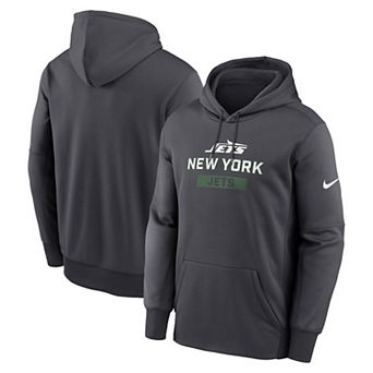 Men's Nike Anthracite New York Jets Toss Sweep Performance Pullover Hoodie