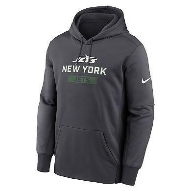 Men's Nike Anthracite New York Jets Toss Sweep Performance Pullover Hoodie