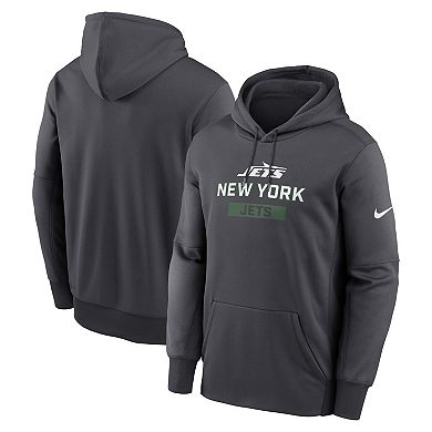 Men's Nike Anthracite New York Jets Toss Sweep Performance Pullover Hoodie
