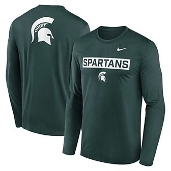 Men's Nike Green Michigan State Spartans Primetime Campus 2-Hit Legend Long Sleeve T-Shirt
