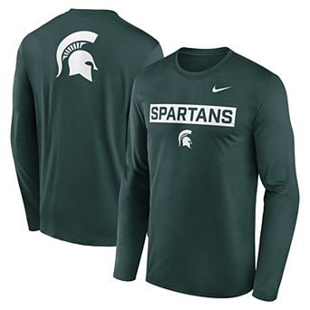 Men's Nike Green Michigan State Spartans Primetime Campus 2-Hit Legend Long Sleeve T-Shirt