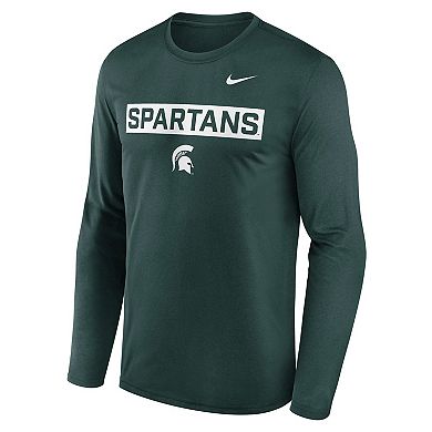 Men's Nike Green Michigan State Spartans Primetime Campus 2-Hit Legend Long Sleeve T-Shirt