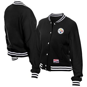 Women's New Era Black Pittsburgh Steelers Throwback Fleece Full-Snap Jacket