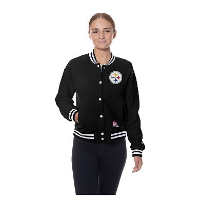 Women's New Era Black Pittsburgh Steelers Throwback Fleece Full-Snap Jacket