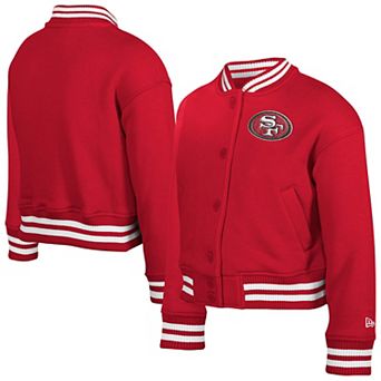 Youth New Era Scarlet San Francisco 49ers Chenille Applique Fleece Full-Snap Jacket