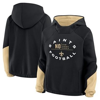 Women's Fanatics Black New Orleans Saints Oversized Redzone Bubble Screen Pullover Hoodie