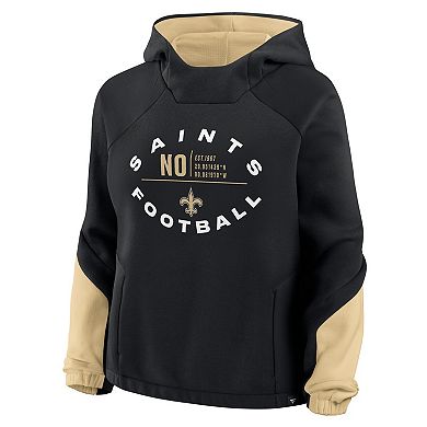 Women's Fanatics Black New Orleans Saints Oversized Redzone Bubble Screen Pullover Hoodie
