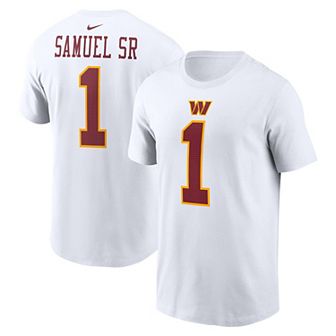 Men's Nike Deebo Samuel Sr White Washington Commanders Player Name & Number T-Shirt