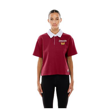 Women's New Era Burgundy Washington Commanders Throwback Boxy Cropped Polo