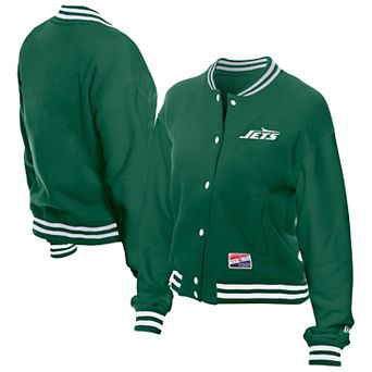 Women's New Era Kelly Green New York Jets Throwback Fleece Full-Snap Jacket