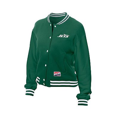 Women's New Era Kelly Green New York Jets Throwback Fleece Full-Snap Jacket