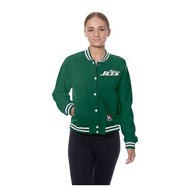 Women's New Era Kelly Green New York Jets Throwback Fleece Full-Snap Jacket