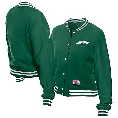 Women's New Era Kelly Green New York Jets Throwback Fleece Full-Snap Jacket