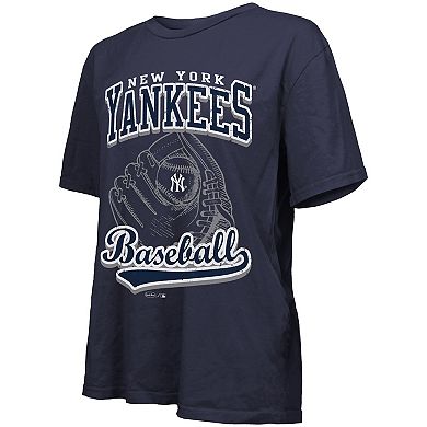 Women's Majestic Threads Navy New York Yankees Oversized First Base T-Shirt