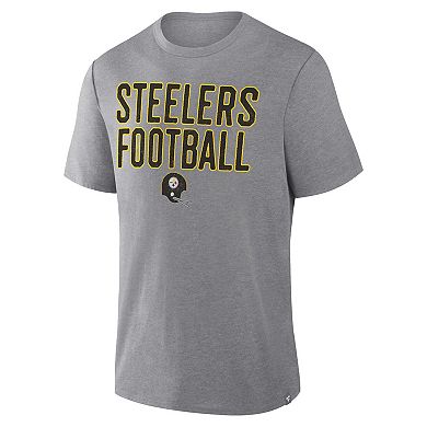 Men's Fanatics Heather Gray Pittsburgh Steelers First Down Tribute Tri-Blend T-Shirt