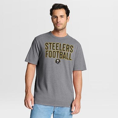 Men's Fanatics Heather Gray Pittsburgh Steelers First Down Tribute Tri-Blend T-Shirt