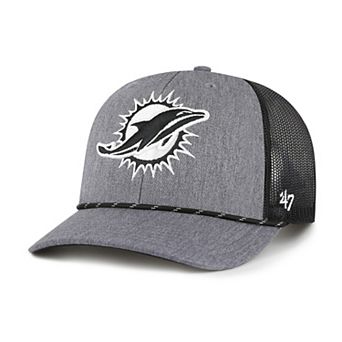 Men's '47 Heather Charcoal Miami Dolphins Carbon Rope Trucker Adjustable Hat