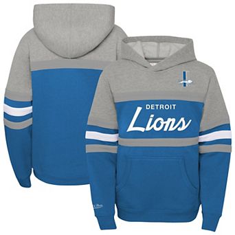 Youth Mitchell & Ness Blue Detroit Lions Throwback Head Coach Pullover Hoodie