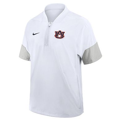 Men's Nike White Auburn Tigers 2025 Sideline Coaches Lightweight Short Sleeve Jacket
