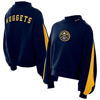 Women's New Era Navy Denver Nuggets Sport Night Balloon Sleeves Sweatshirt