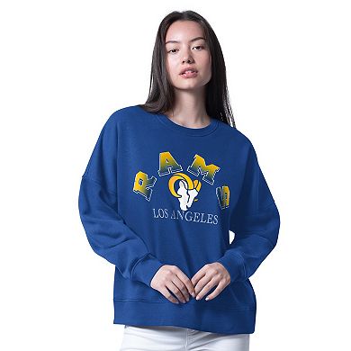 Women's G-III 4Her by Carl Banks Royal Los Angeles Rams Oversized Feud Sweatshirt