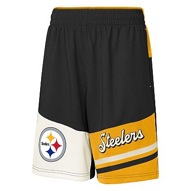 Youth Black Pittsburgh Steelers Fandemonium Mesh Shorts