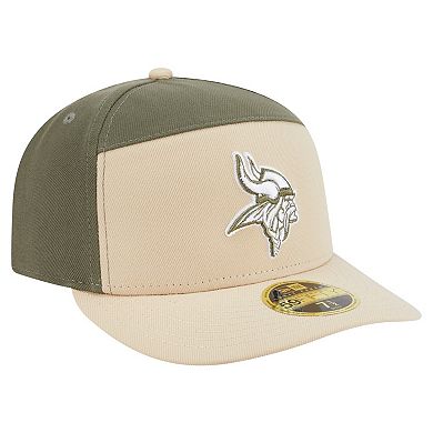 Men's New Era Light Beige/Olive Minnesota Vikings Two-Tone Color Pack Split Panel 59FIFTY Fitted Hat