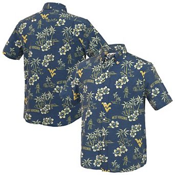 Men's Reyn Spooner Navy West Virginia Mountaineers Kekai Classic Tri-Blend Button-Down Shirt