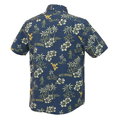 Men's Reyn Spooner Navy West Virginia Mountaineers Kekai Classic Tri-Blend Button-Down Shirt