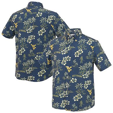 Men's Reyn Spooner Navy West Virginia Mountaineers Kekai Classic Tri-Blend Button-Down Shirt