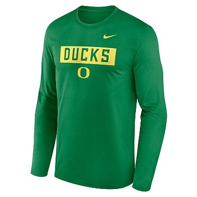 Men's Nike Green Oregon Ducks Primetime Campus 2-Hit Legend Long Sleeve T-Shirt