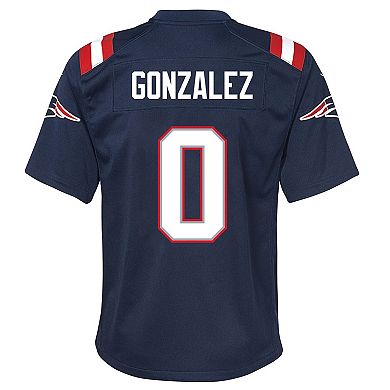 Youth Nike Christian Gonzalez Navy New England Patriots Game Jersey
