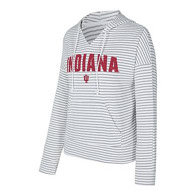 Men's Concepts Sport White/Gray Indiana Hoosiers French Terry Striped V-Neck Pullover Hoodie