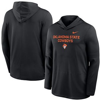 Men's Nike Black Oklahoma State Cowboys 2025 Sideline Dri-FIT Long Sleeve Hoodie T-Shirt