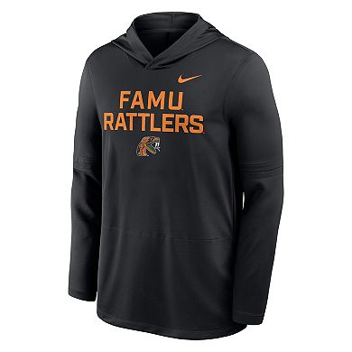 Men's Nike Black Florida A&M Rattlers Sideline Dri-FIT Lightweight Hooded Top